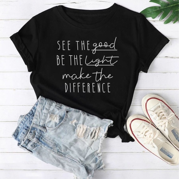 Tops - MAKE THE DIFFERENCE Graphic Tee - BLACK